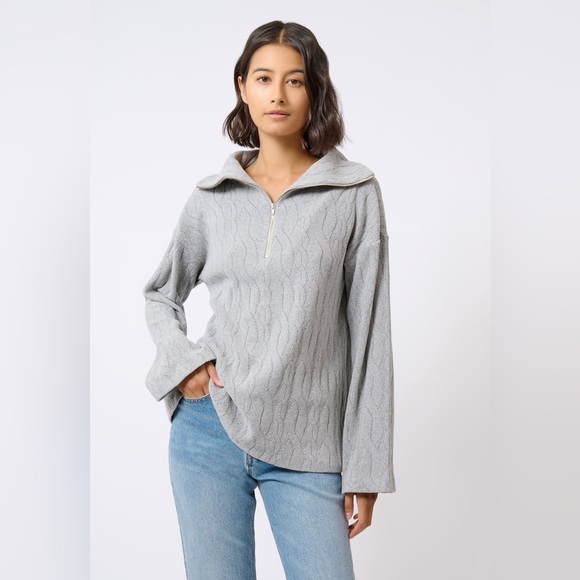 Kal Rieman Sandra Collared Zip Pullover Cable Knit - Size XL - Picture 1 of 8